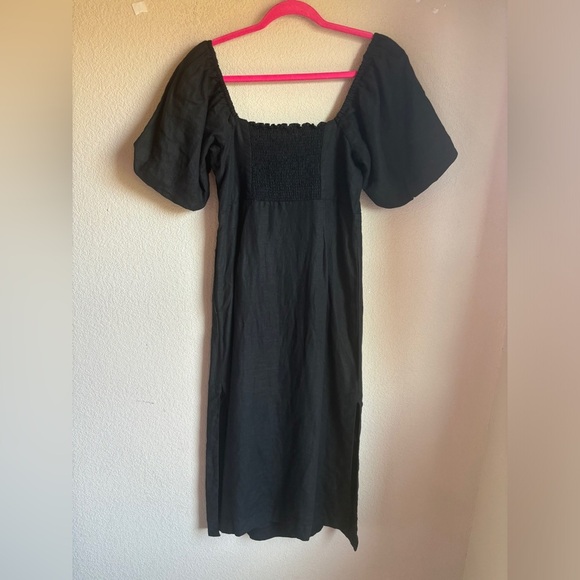 NWT Boden Black 100% Linen Short Sleeve Halter Neck Cutout Column Midi Dress 6 - Picture 4 of 12